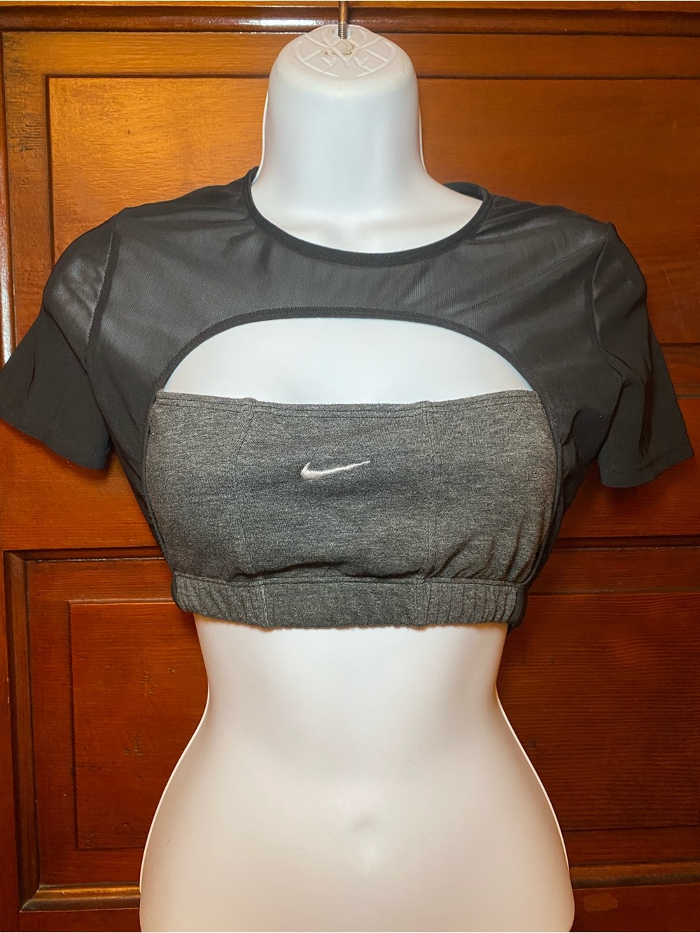 EUC Frankie Collective Upcycled Reworked Renewed Nike Mesh Cutout Crop Top